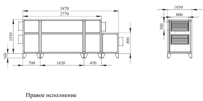 Габаритные и присоединительные размеры 4500 Lux RP PB